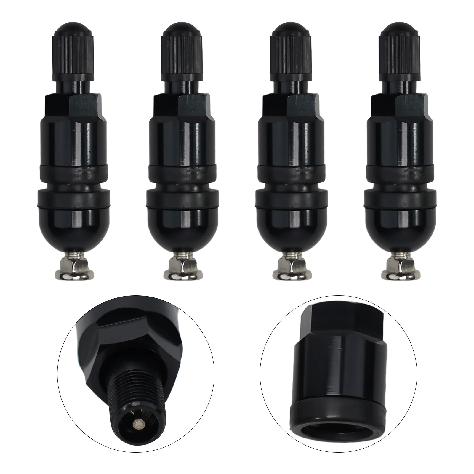 

Repair Kit Pressure Monitor Tire Valve Stem 4pcs Black Left Right Sensor TPMS Car Repair Tool Durable Sensible