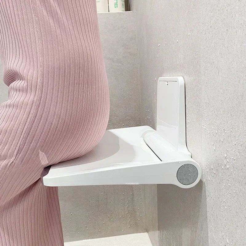 Toilet Barrier-free Bath Chair Light Luxury Wall-mounted Bathroom Seats Shower Chair Home Foldable Plastic Shoe Changing Stool 4