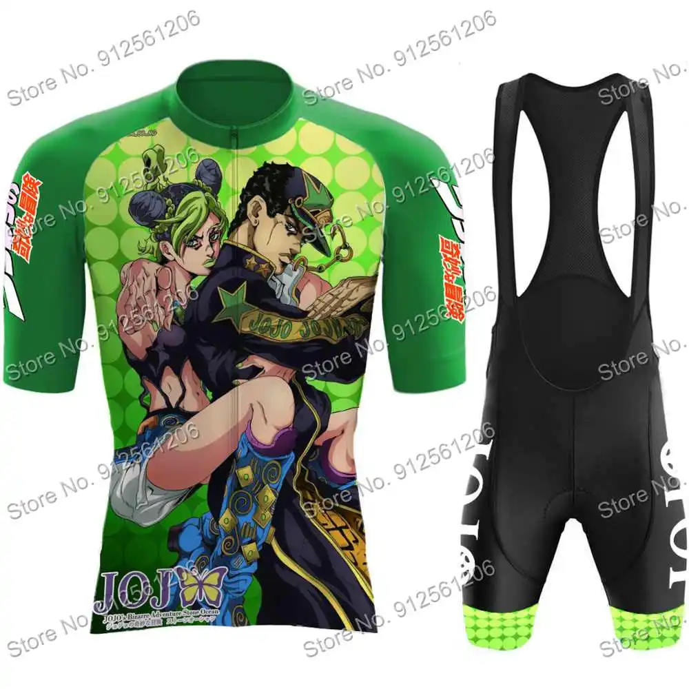 Japanese Anime Jojo's Bizarre Adventure Cycling Jersey Summer Clothing Set Road Bike Shirts Suit Bicycle Bib Shorts Maillot