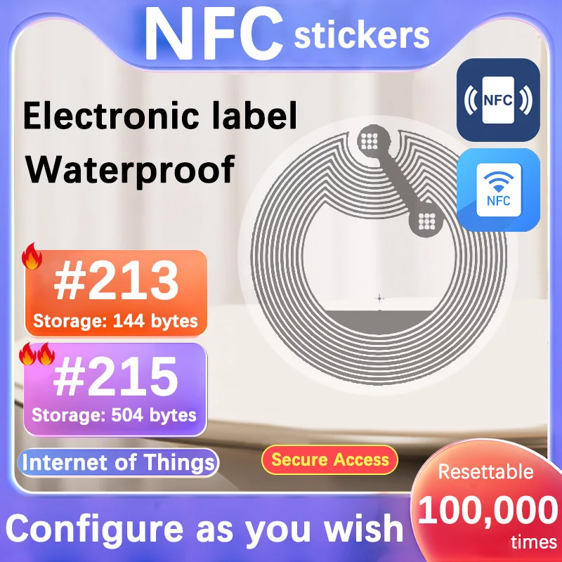 NFC tag sticker labels IoT tags personal automation shortcuts 13.56MHz share los13 nfc213 nfc215 rfid
