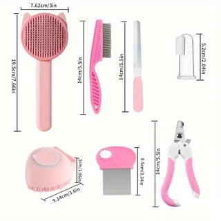 8Pcs Cat Brush Beauty Kit With Pet Nail Clippers 4 8Pcs Cat Brush Beauty Kit With Pet Nail Clippers 4
