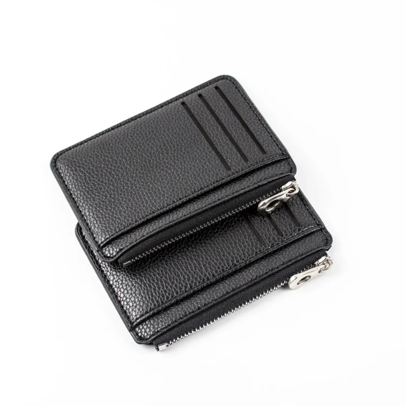 Slim Wallet Purse PU Leather Women Men Card Holder Unisex Zipper Business Card Case Credit Mini Bank Cards Holder Gift Wallet leather wallet pu wallet pu leather wallet mens wallet card holder card holder wallet