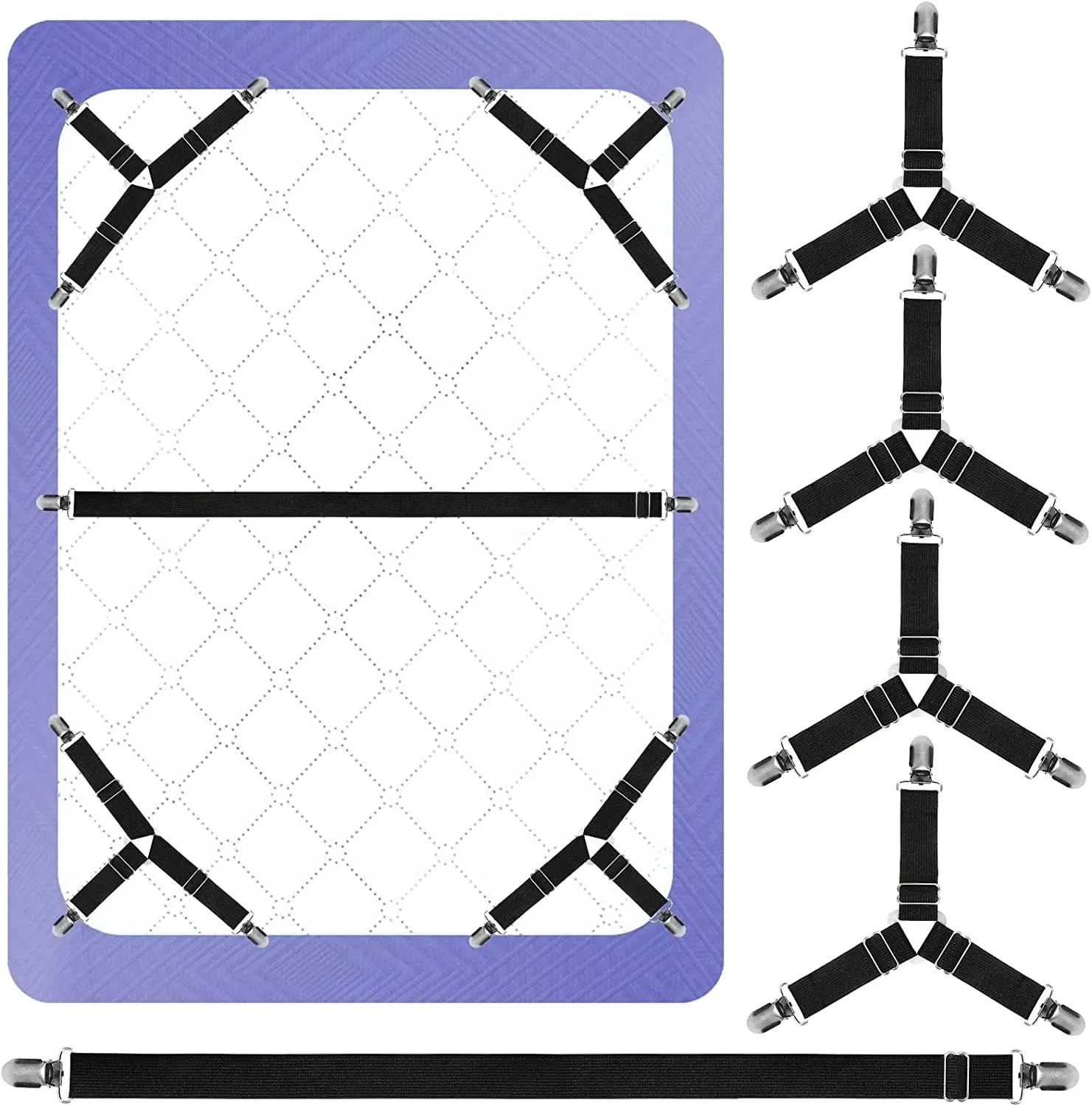 Elastic Bed Sheet Grippers and Organizers - 4-Pack Set