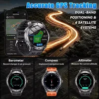 Montre connectée sportive GPS durable pour l'extérieur, modèle 2026, avec GPS intégré, batterie 1000 mAh, étanche 10 ATM, écran AOD 1,75 pouces, montre militaire pour homme 2