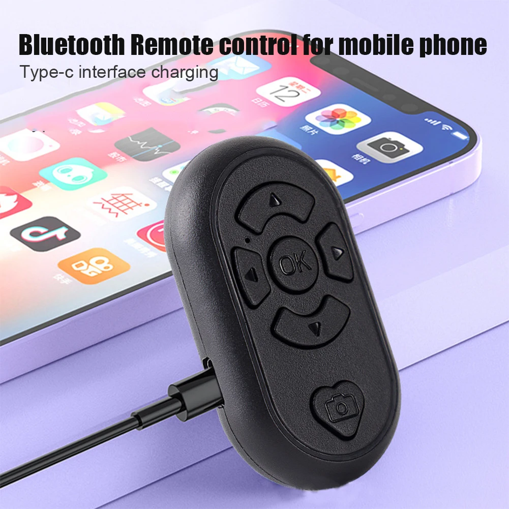 Rechargeable Bluetooth-compatible Remote Control Button Type-C Charging Wireless Controller Video Selfie Shutter For Android ios