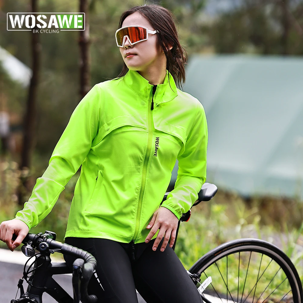 

WOSAWE Women's Cycling Running Jackets Lightweight Windproof Bike Windbreaker Reflective Camping Bicycle Jackets Long Jerseys