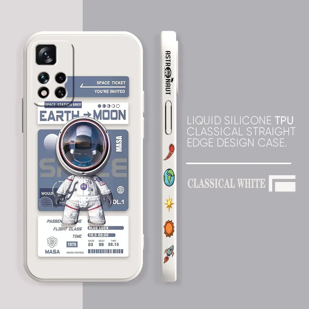 thumbnail image 1 of Case For Redmi Note 12 11 11T 11R 11E 10 9 8 7 7S PRO PLUS 4G 5G Simple Liquid silicone Case Funny Astronaut Spacewalk, 1 of 5