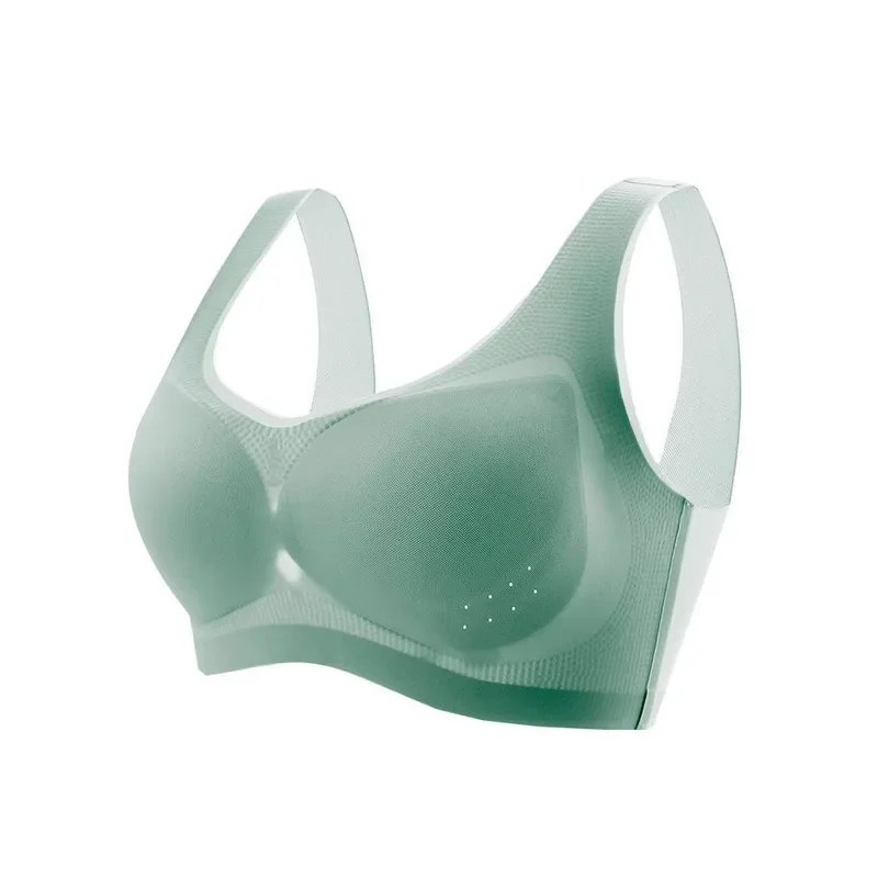 

Ice silk beautiful back large size seamless underwear without steel ring big breasts show small gathered bra sports vest women