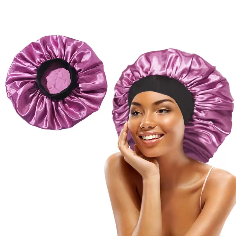 40cm Large Hair Dryer Towel Silk Wide Brim Elastic Sleeping Cap Women Smooth Round Hair Wrap Bath Shower Drying Towels Absorbent