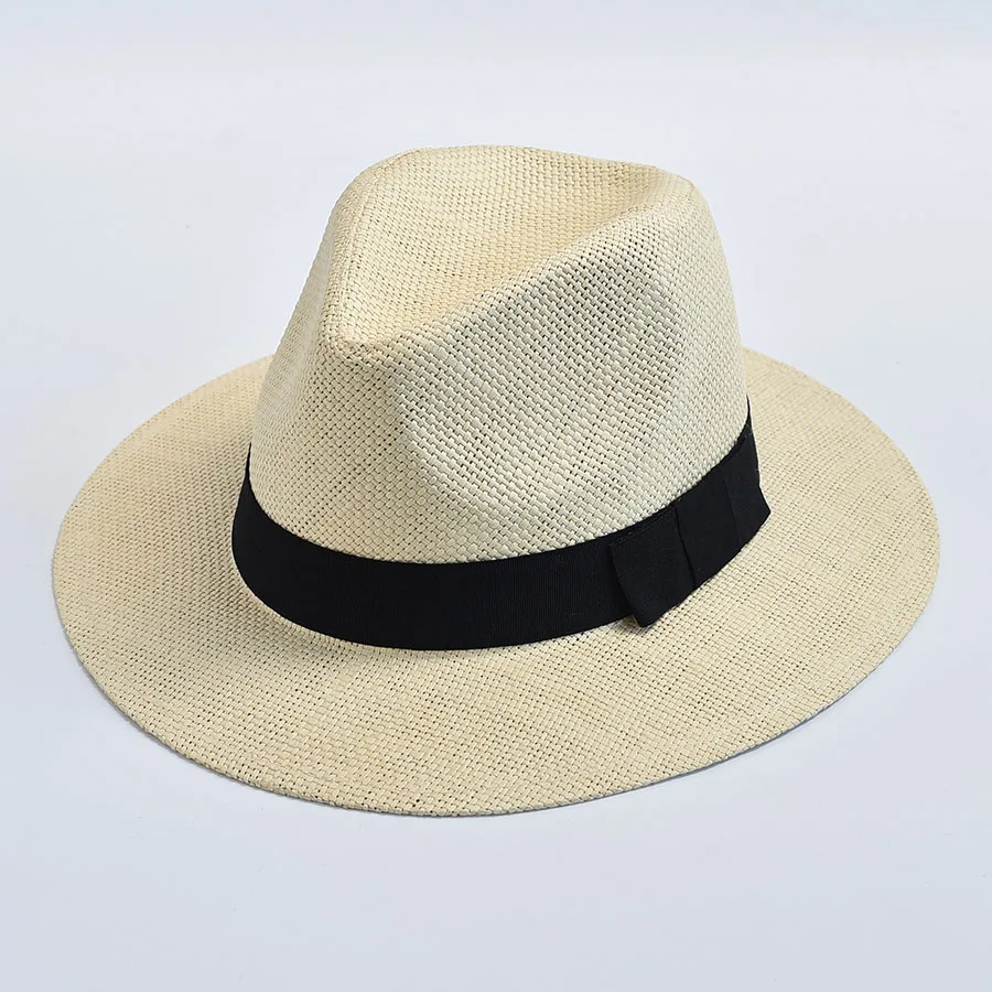 Summer Casual Straw Hats Women Men Panama Trilby Jazz Hat Outdoor UV Protection Beach Hat Bonnet