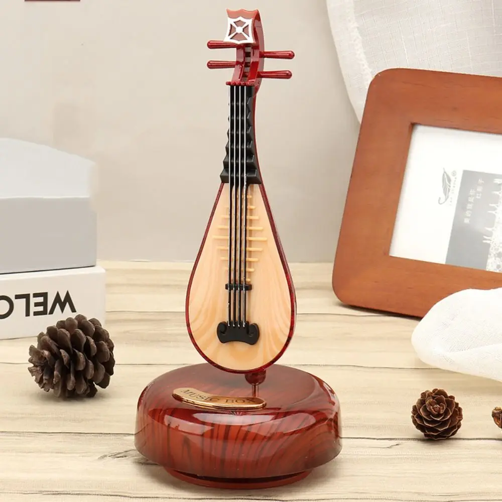 

Nordic Instrument Music Box Simple Handicraft Classical Rotating Music Box simulation Guitar Model Ornaments Tabletop Ornament