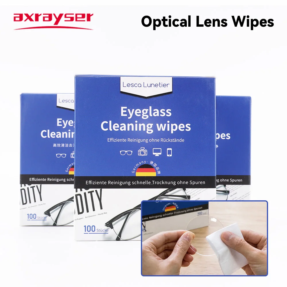 Axrayser 100 Stück Staubfreie Optische Linsenreinigungstücher Einweg-Linsenreinigungstücher für Laserschutzlinsen und Fokussierlinsen