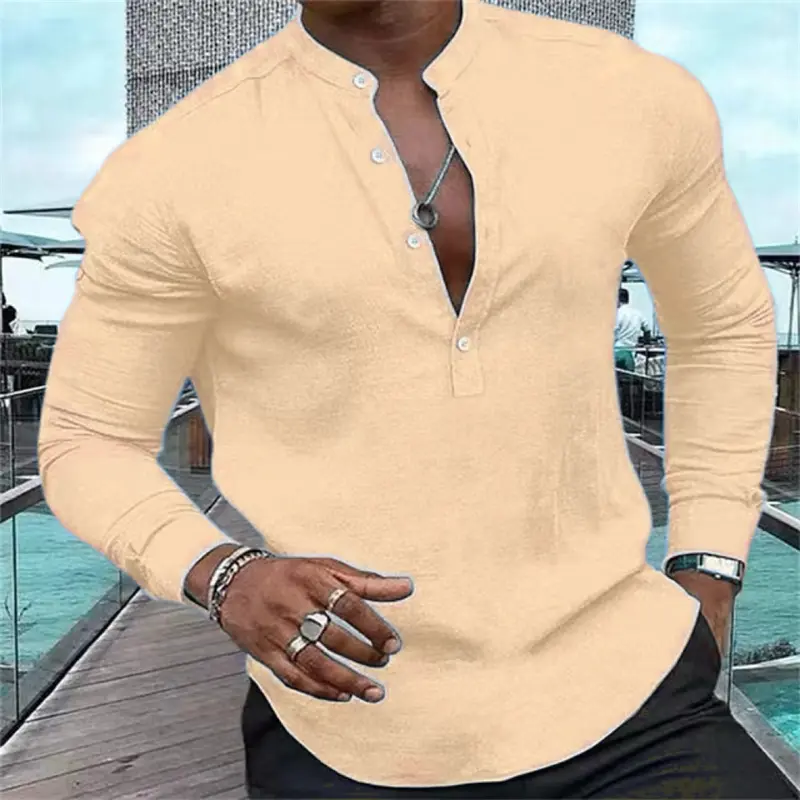 2024 Men's Shirt Casual Shirt Long Sleeve Solid Color Half Cardigan Loose Fit Daily Shopping Clothing Extra Large Size 6xl - Image 7