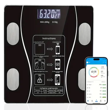 Smart Body Fat Scale Wireless LED Digital Bathroom Weight Scale Body Composition Analyzer Testing Scale 2