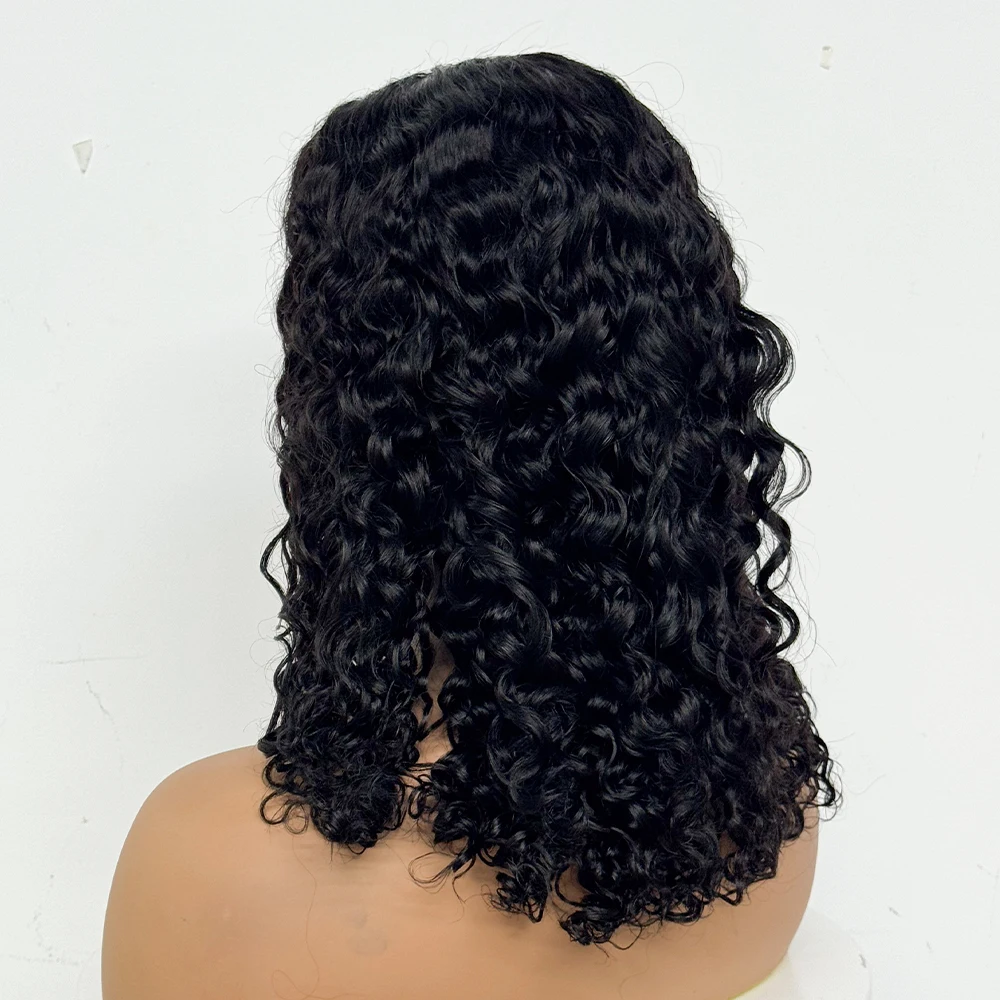 4x4 Lace Closure Frontal Wigs 250% Density Water Wave Human Hair Wigs Curly Hair Real Human Hair Wig 16inches Wigs for Women