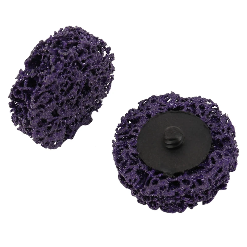 50PCS 2 Inch 50Mm Quick Change Easy Strip & Clean Discs Purple For Paint Rust Removal Surface Prep With 2 Holder