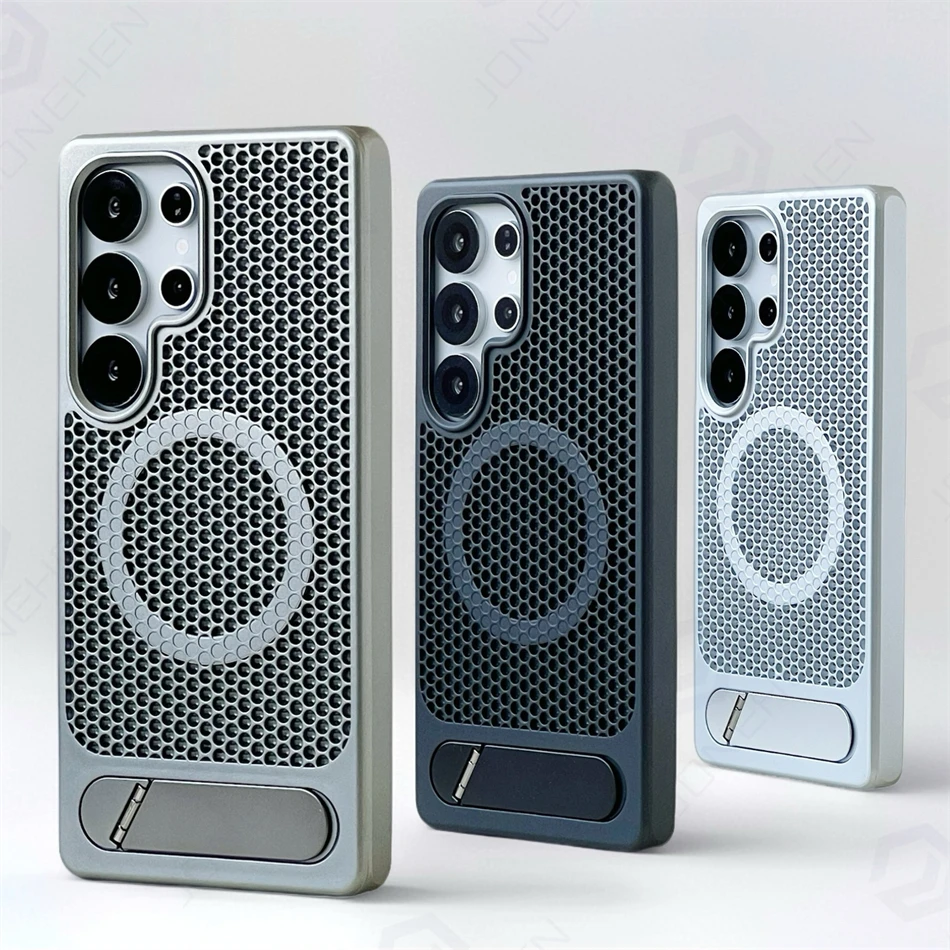 MagSafe Honeycomb Mesh Cooling Case with Alloy Lens Bracket and Wireless Charging Matte Cover