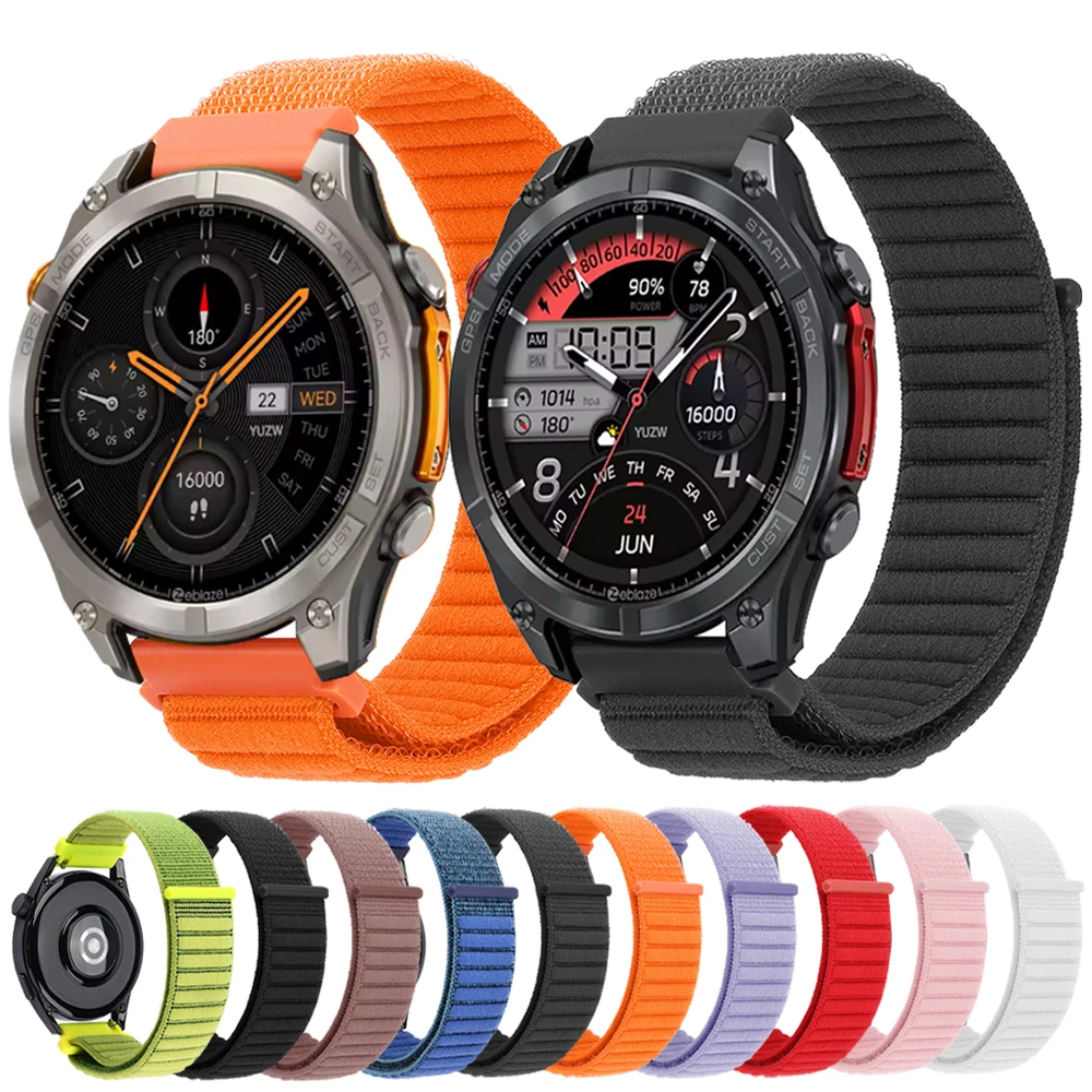 Nylon Loop Sport Bracelet - 22mm Band in Vibrant Colors