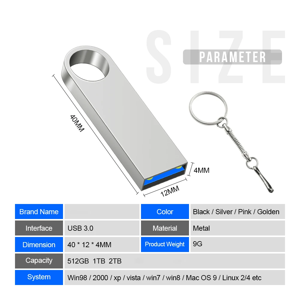 Usb 3.0 2TB Flash Drives High Speed Pendrive Waterproof