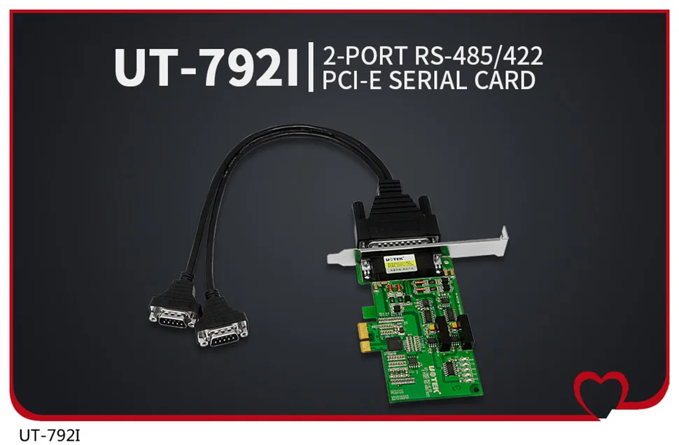 UOTEK 2 Ports High Speed PCI-E PCI Express to RS-485 RS-422 Converter Serial Card DB9 RS485 RS422 Com Connector PCIE UT-792