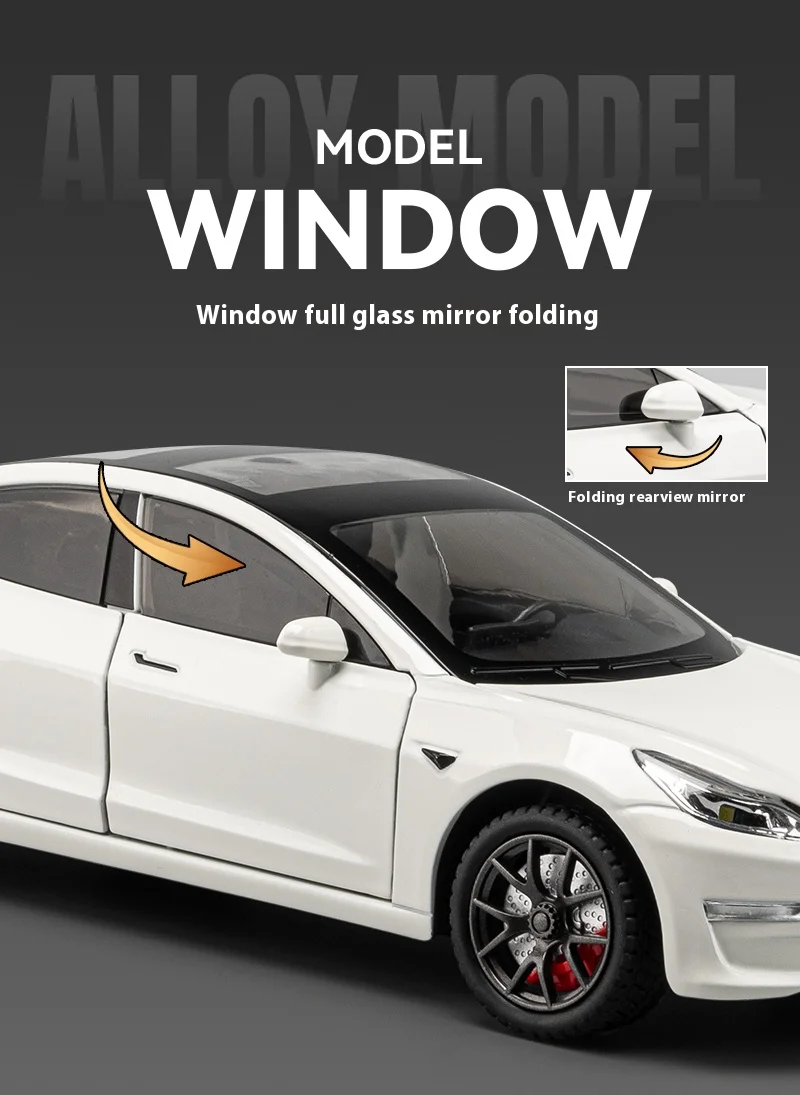 1:24 Scale Tesla Model 3 Trailer Rv Model Children'S Toy Car With Sound And Light