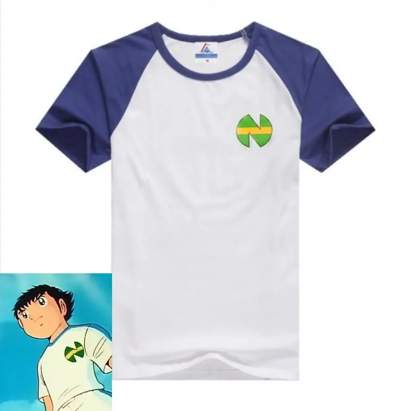 JP Anime Captain Tsubasa Nankatsu School Logo Football Top Jersey Shirt Tsubasa Ozora Cosplay T-shirt For Kids Birthday Gift
