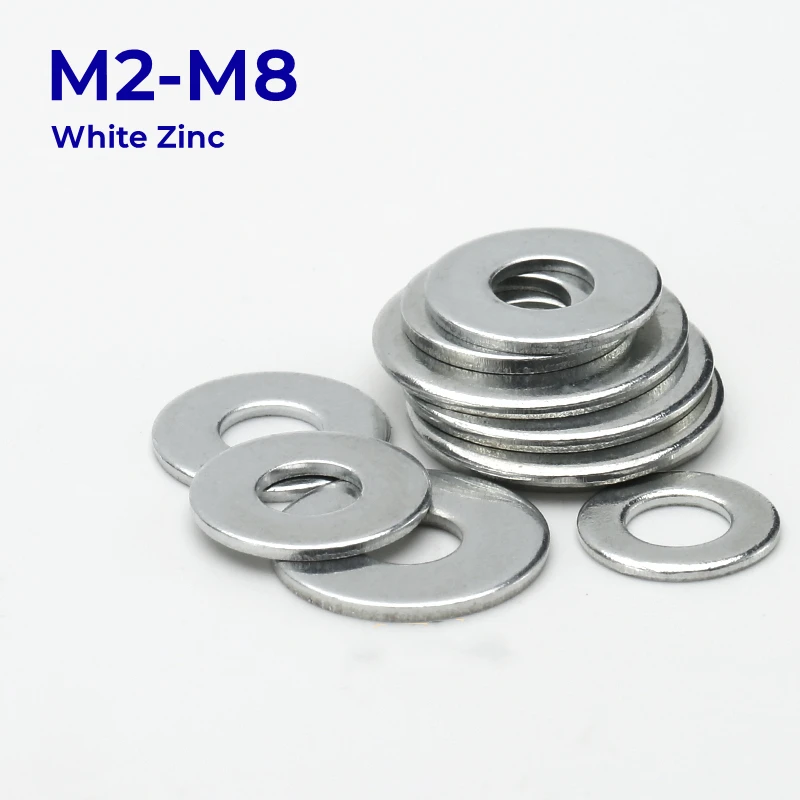 

M2 M2.5 M5 M8 White Zinc Carbon Steel Ultra Thin Flat Washer Plain Gasket Rings Pad Thickness 0.5/0.8/2mm Galvanized