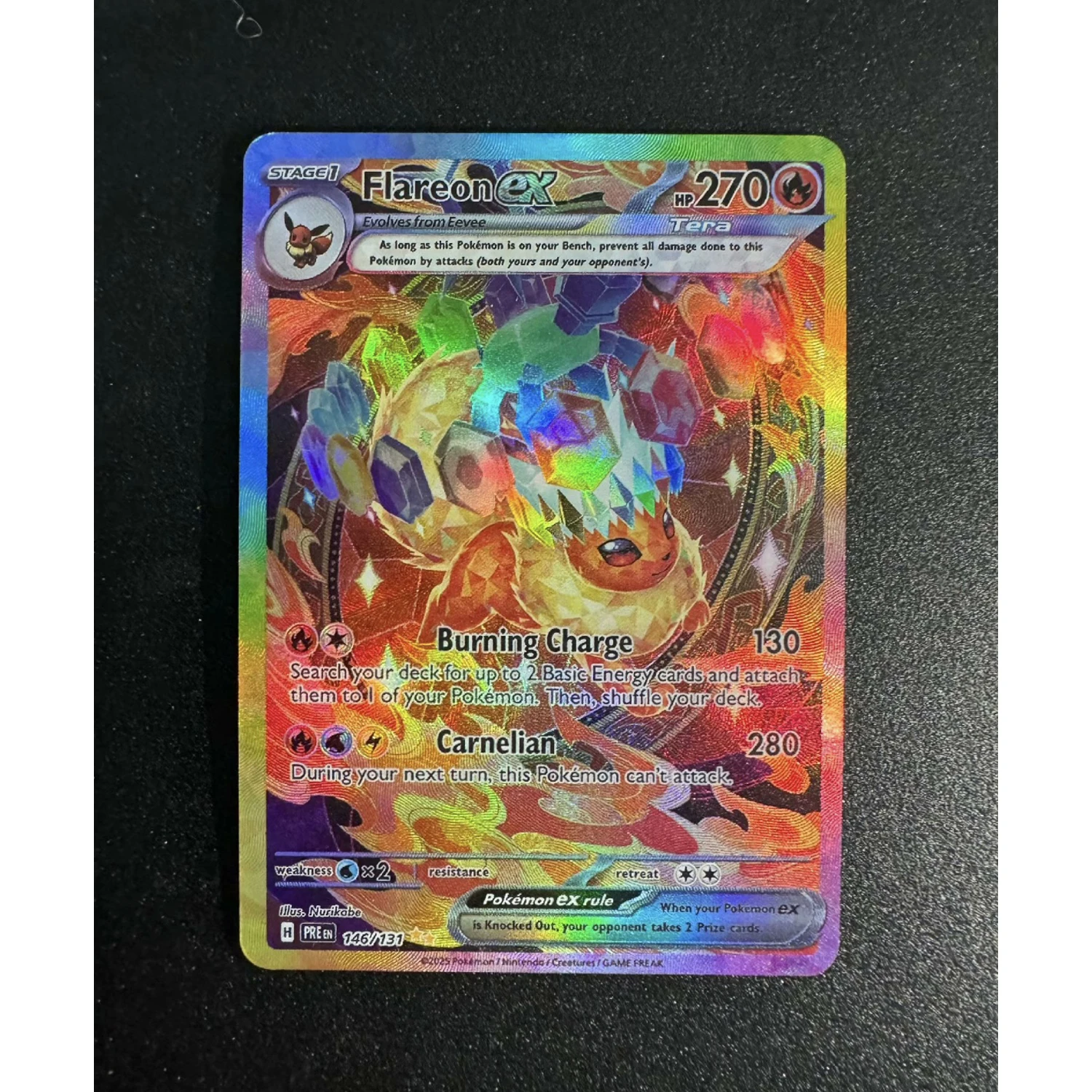 Diy Ptcg English Version Eeveelution Ex Umbreon Sylveon Leafeon Refraction Flash Card Anime Collection Card Gift Toy 9Pcs/set collectible card game toy