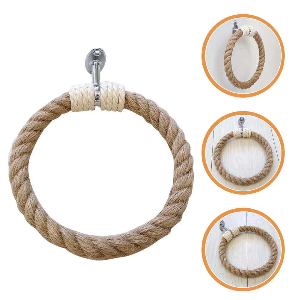 Wood Bathroom Towel Rack Vintage Towel Holder for Bathroom Wall Hanger Hand Household Ring Rope Hook Holders