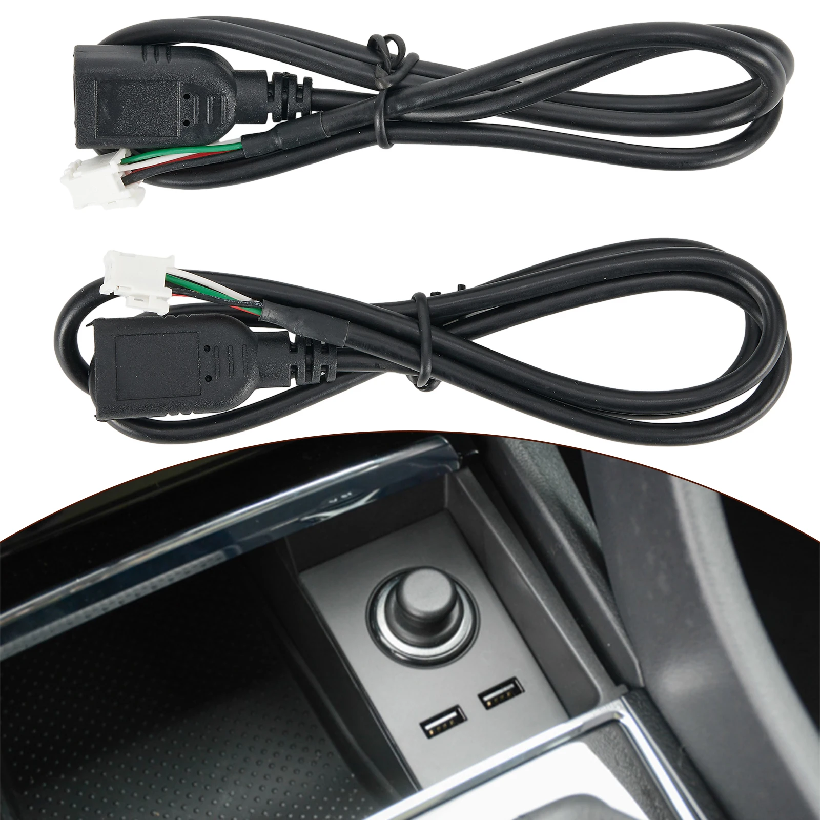 

2Pcs Car USB Cable Adapter Extension Cable Adapter 4Pin 6Pin For Car Radio Stereo Auto Accessories Black