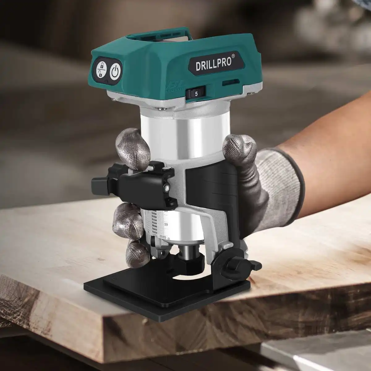 Drillpro 5 Speeds Brushless Electric Hand Trimmer Cordless Wood Router Woodworking Engraving Slotting for  18V Battery 2