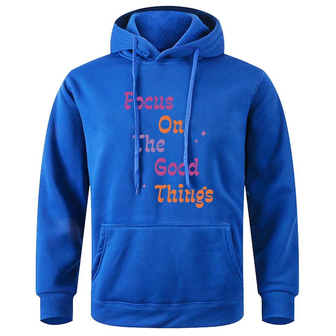 

Focus On The Good Things Print Hooded Man Loose Casual Soft Hoody Mens Basic Aesthetic Pullovers Classic Novelty Sports Hoodies