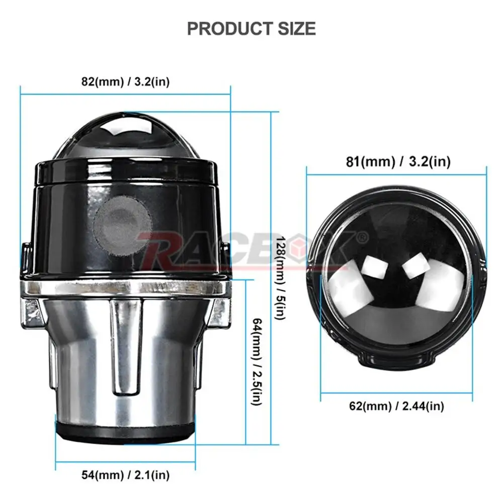 2.5 inch H11 HID Fog Light Bi-xenon PTF Lens High Low Beam Fog Lamp Metal Projec
