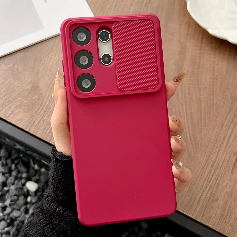 Premium Soft Liquid Silicone Case with Slide Camera Protection and Anti-Slip Bumper Cover