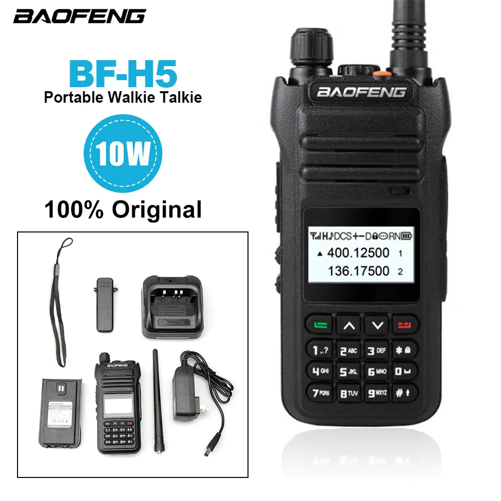 Bf-H5 Baofeng Walkie Talkie Originale H5 Radio Portatili Bidirezionale 10W Ricetrasmettitore Wireless A Lungo Raggio Dual Band Bf-8000D Interfono
