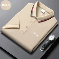 Polo d'été brodé en soie glacée pour hommes, T-Shirt à manches mi-longues, sans marquage, décontracté, fin et respirant 4