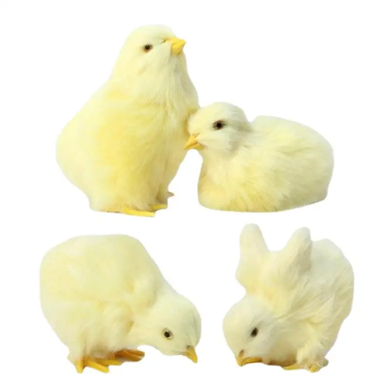 Simulation Chick Plush Toy 4 Pcs/set Stuffed Chicken Plush Toy Furry Animal Doll Toy Cognition Chicken Model Figurine Photograph luxurious beautiful girl resin model earrings necklace jewelry display stand photograph jewellery gem lightbox necklace display