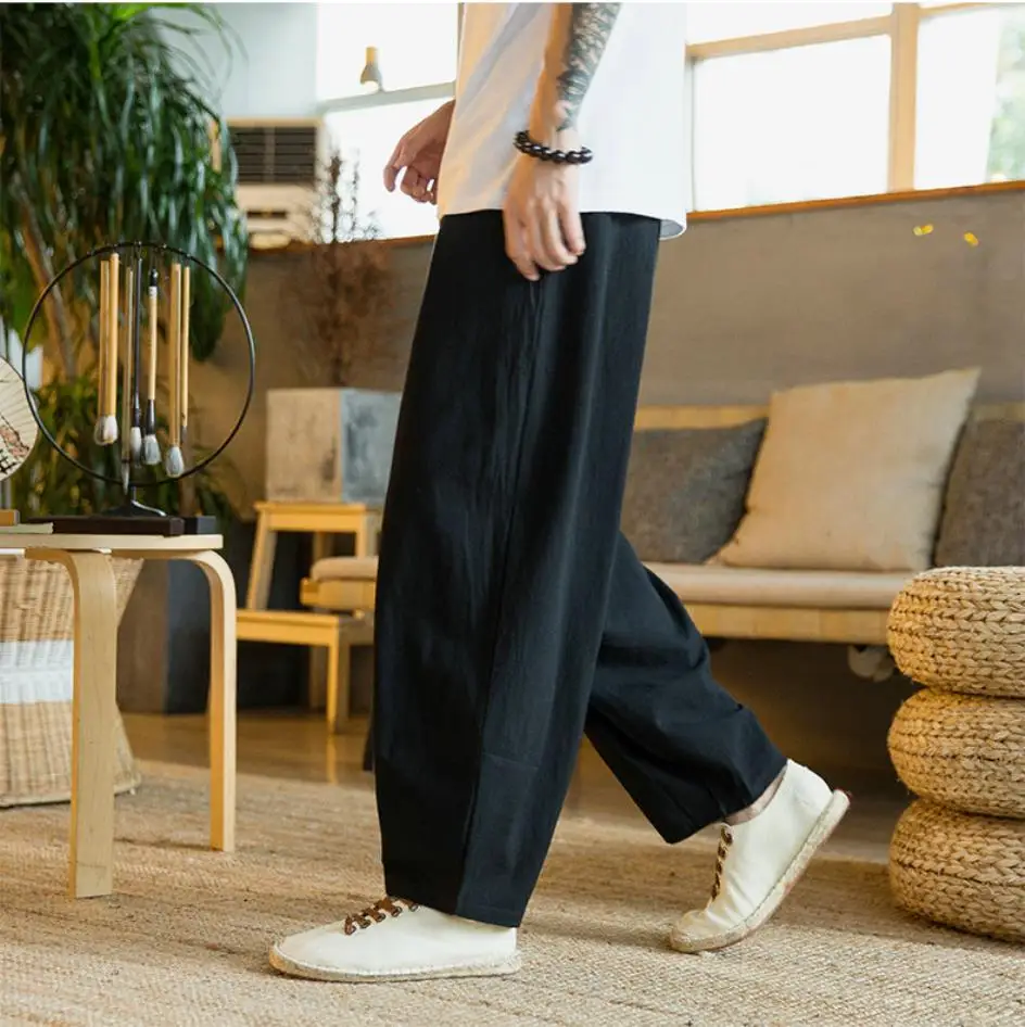 Description Picture 5 of item2022 Summer Autumn Korean Casual Pant Men Elastic Waist Full-length Harem Pant Men Japanese Sweatpants Male Trousers Streetwear