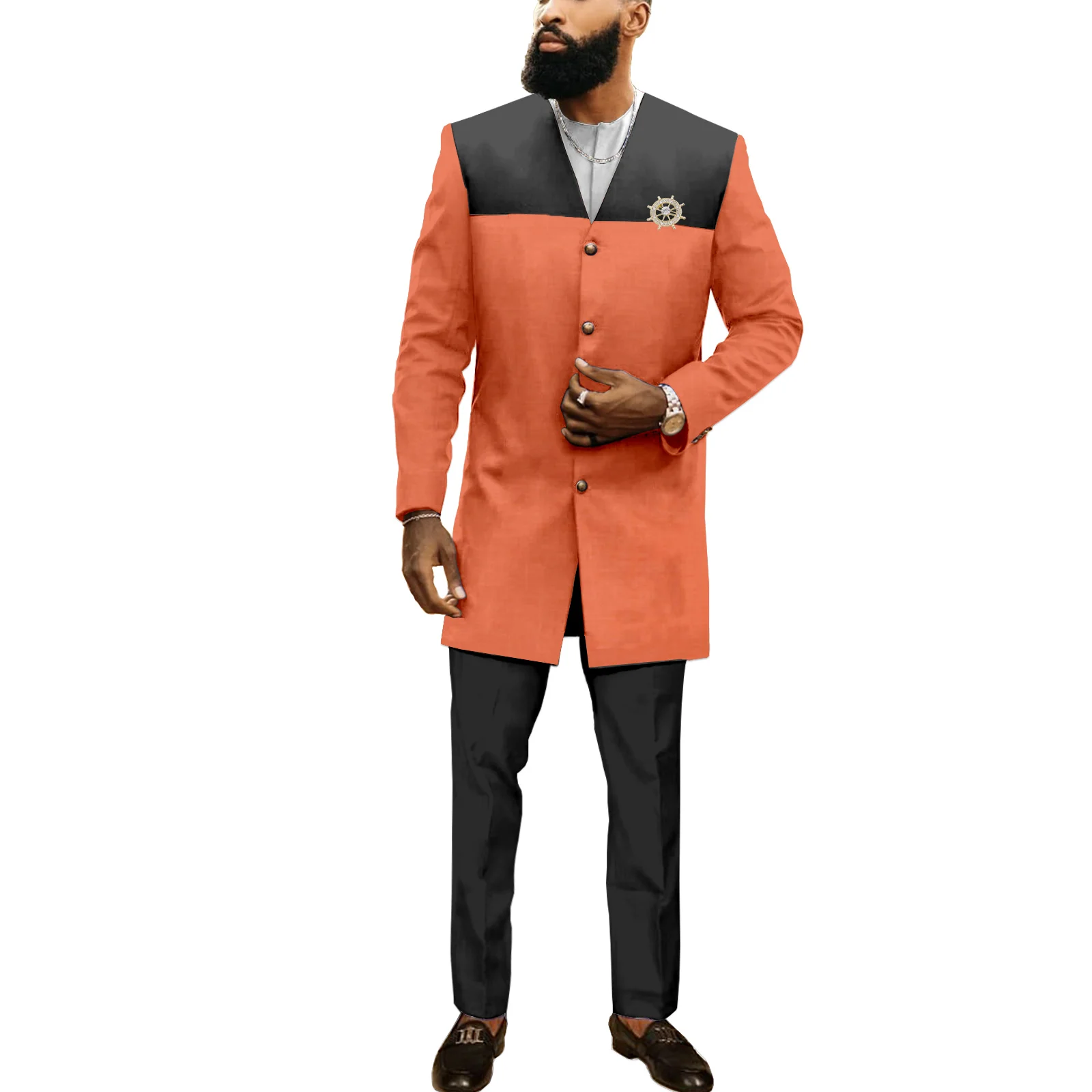 

Традиционный Африканский мужской костюм из 2 предметов Дашики рубашка с длинным рукавом и брюки Анкара официальные наряды базин богатый v2116029