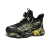 New Boys Basketball Shoes High-Top Mesh Sport Sneakers with Rotating Button, Breathable & Shock-Absorbing Running Shoes for Kids 6
