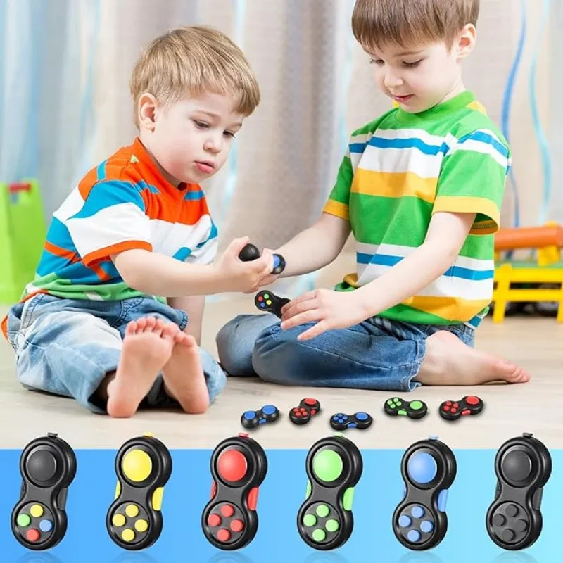 8 Function Fidget Buttons Game Controller Classic Handheld Fun Pad EDC Toys Sensory Educational Toys Relieving Stress Anxiety