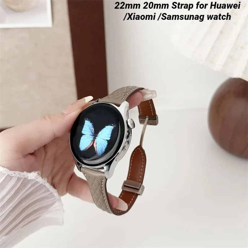 

Кожаный ремешок 22 мм 20 мм для Samsung Galaxy watch 6 pro, магнитный ремешок для Samsung Galaxy watch 5 pro/4/3, классический браслет