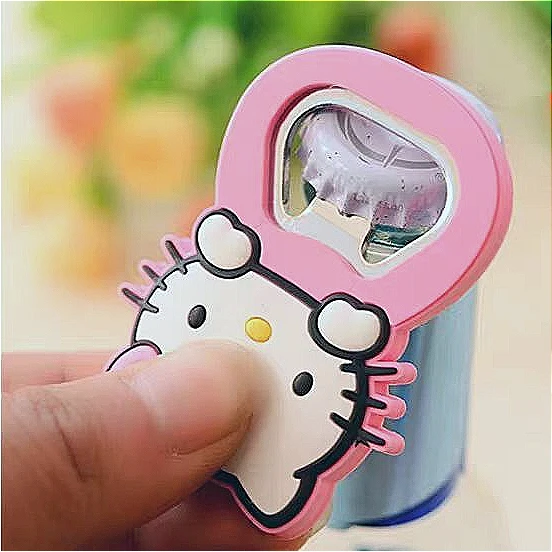 Cartoon Hellos Kittys Silicone Bottle Opener Bottle Opener with Refrigerator Sticker Pvc Soft Glue Bottle Opener Logo House Item