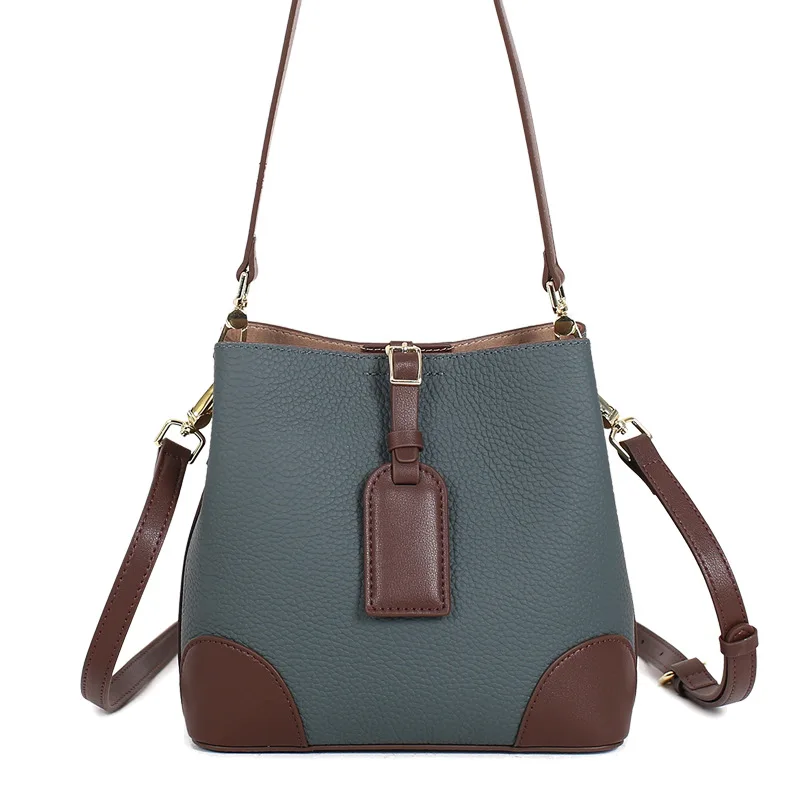 Genuine Leather Women's Bucket Bag Versatile Large Capacity 2023 Autumn and Winter New Trendy High-Grade Sentong Qin Luxury Shou
