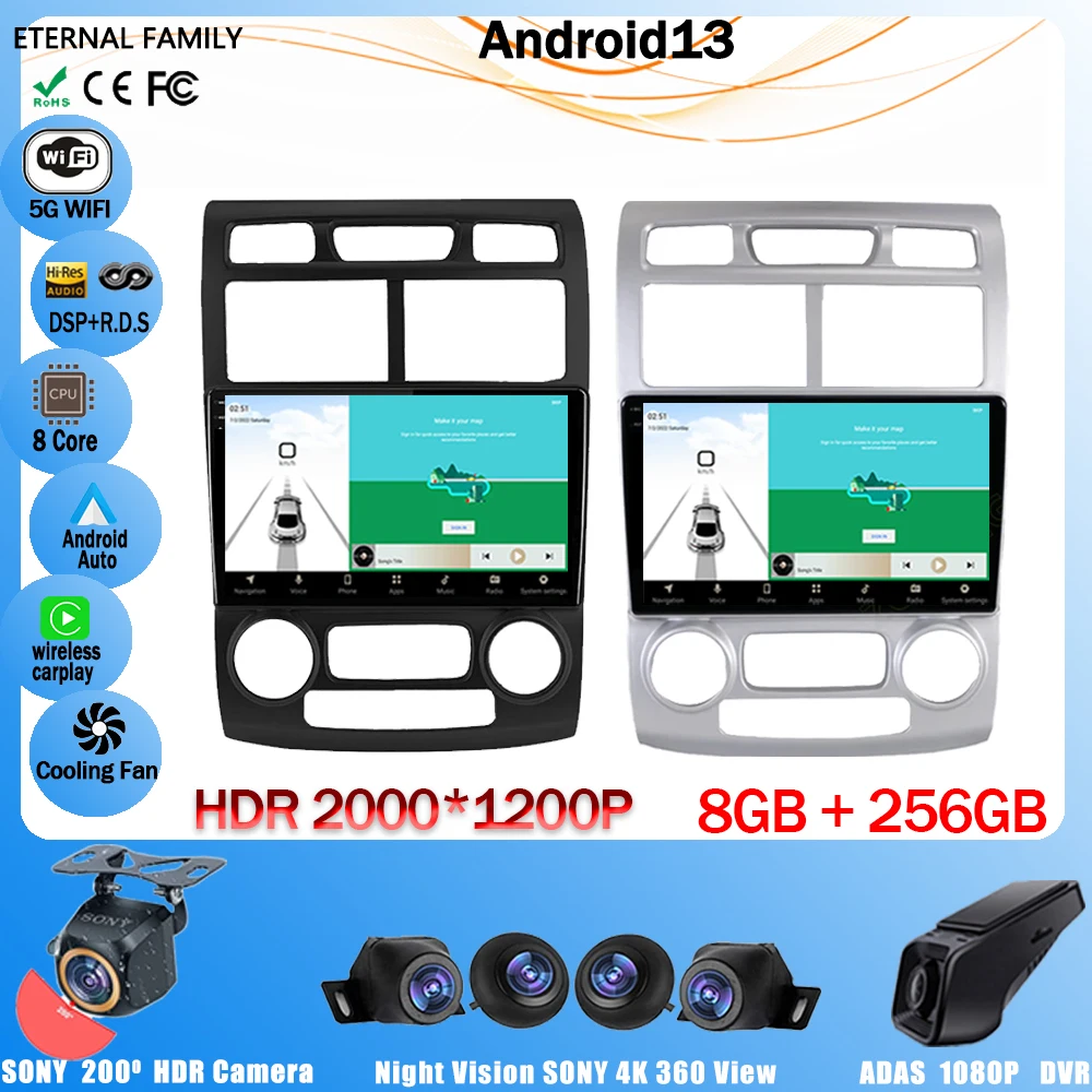 

Android 13 Car Radio For Kia Sportage 2 2004 2005 2006 2007 - 2010 Auto Carplay Multimedia Player Video 4G WIFI GPS Navigation
