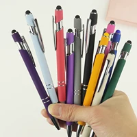 10/20/30 Pcs Random Color Ballpoint Pens Retractable Multipack 2 in 1 Pens Set with Stylus Tip Black Ink Funny Pens for Work 1