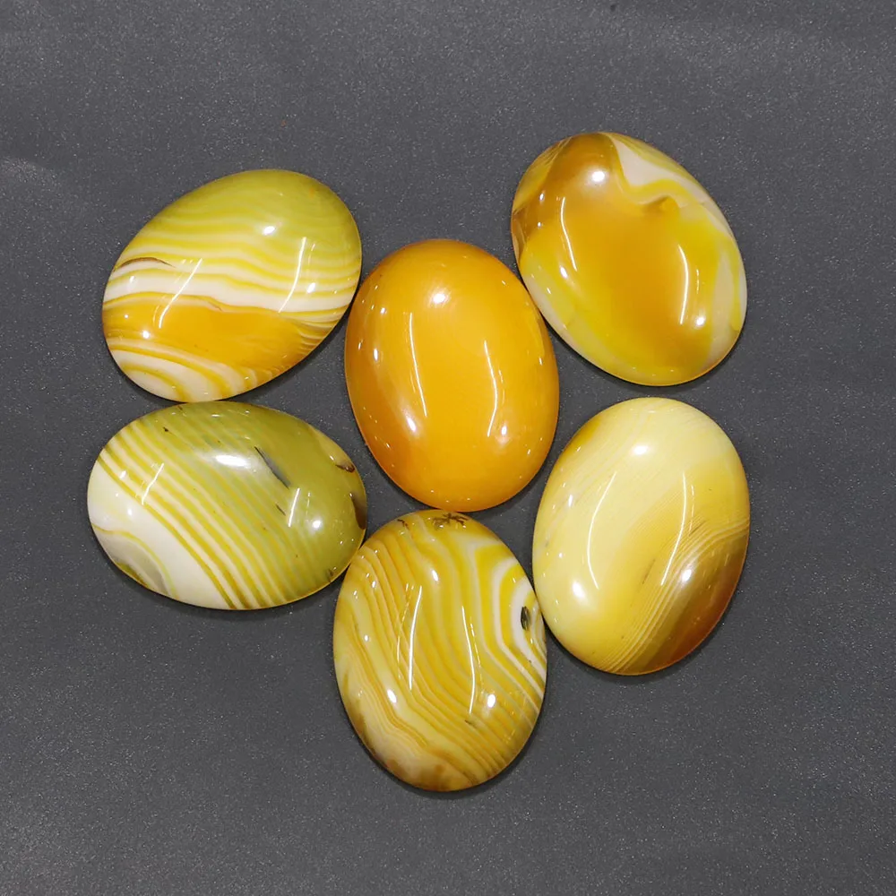 Free Shipping Natural Agate 40* 30mm Single Arc Oval Ring Face Ornaments Inset Bare Stone DIY Jewelry Making Wholesale 6Pcs/Lot