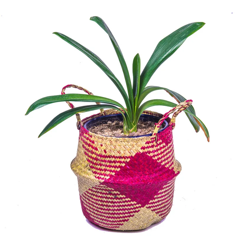 Plant Seagrass Basket Nordic Straw Flower Basket Potted Storage Plant