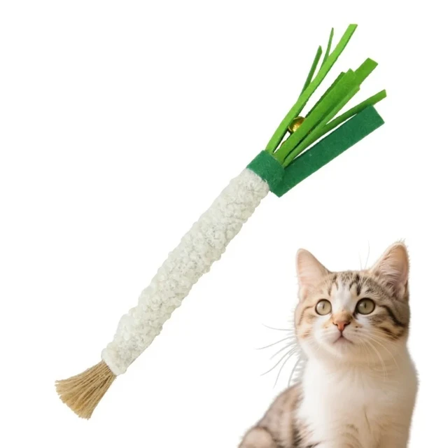 3pcs Simulated Scallion Shape Cat Toys with Natural Silver Vine Stick Pet Pet Chew Toys Cat Teething Products Cat Teasing Toy 2