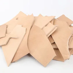 Premium 3.5mm Vegetable - Tanned Leather Material - Original Color Cowhide Scraps - 500g (Ivory)